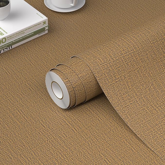 WADILE Grasscloth Peel and Stick Wallpaper 15.7in x 787.4in, Textured Contact by WADILE