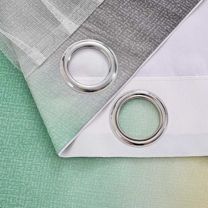 XiDi Curtains for Bedroom Decor, Rainbow GreenYellowGrey52/96/1 - Image 7