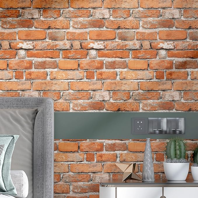 Faux Brick Peel and Stick Wallpaper 17.7" x 118" Contact Paper - Image 3