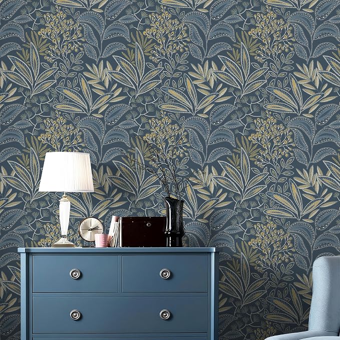 Safiyya Blue Vintage Floral Wallpaper Peel and Stick Contact Paper 17.3" x 197" - Image 8
