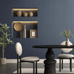 Haimin Fabric Wallpaper Textured Contact Paper Navy Blue Peel and Stick Faux - Image 4