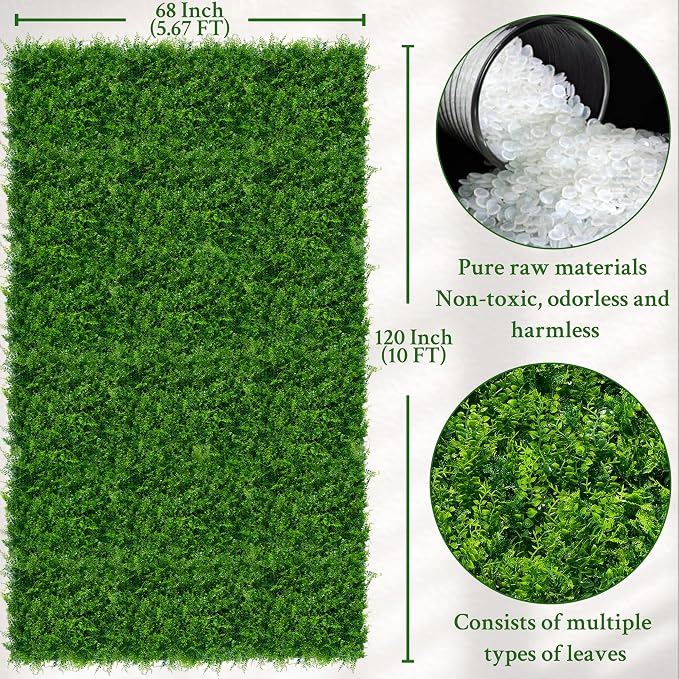 ODTORY Artificial Plants Hedge Wall Panels：68x120 Inch UV-Anti Greenery Boxwood - Image 2
