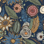 Boho Wallpaper Peel and Stick, Dark Vintage Floral Contact Paper, Retro by Laatse
