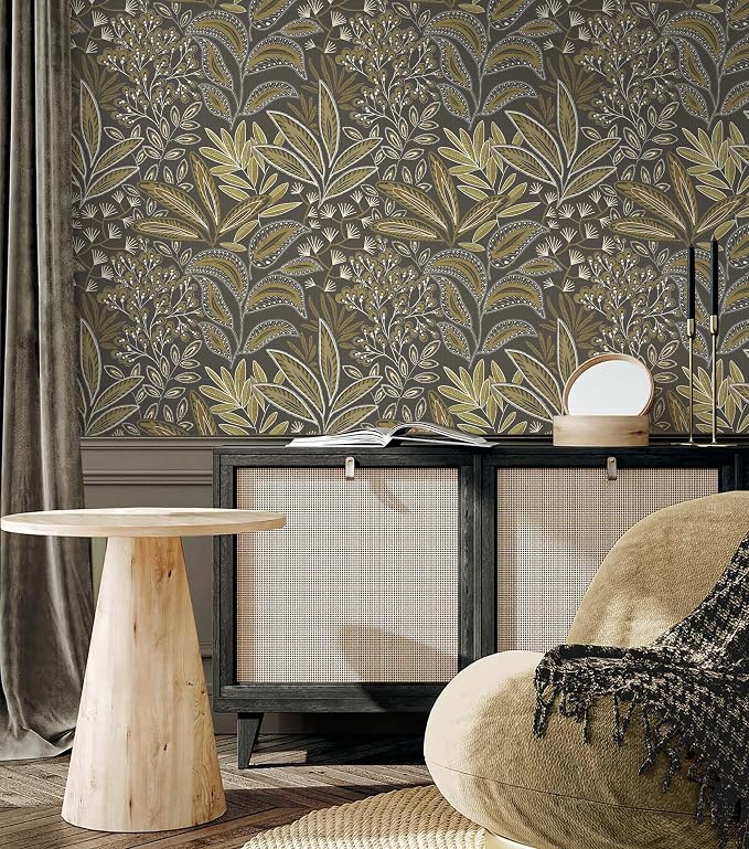 Safiyya Brown Vintage Floral Wallpaper Peel and Stick Contact Paper 17.3" x - Image 3