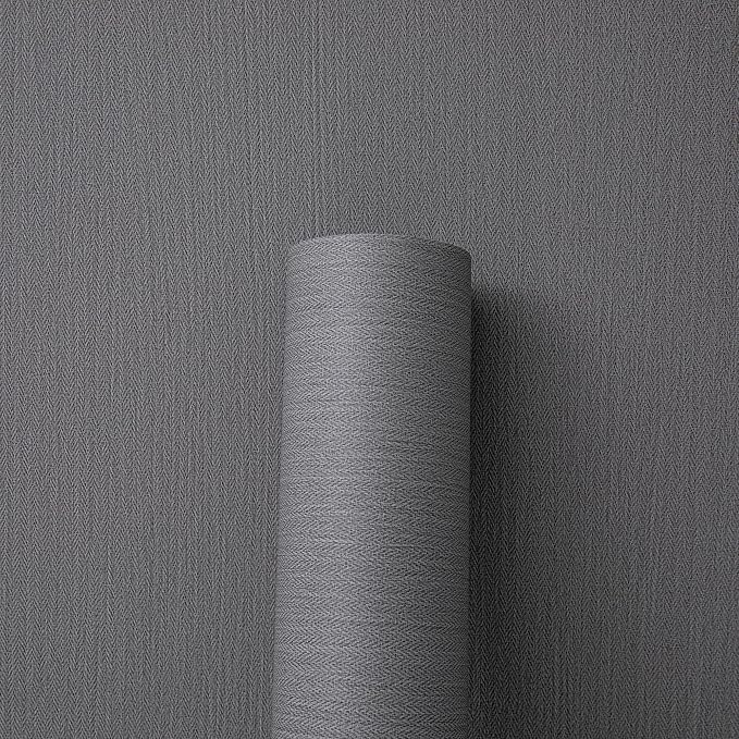 24"x393" Grey Grasscloth Peel and Stick Fabric Textured Contact Paper Linen - Image 8