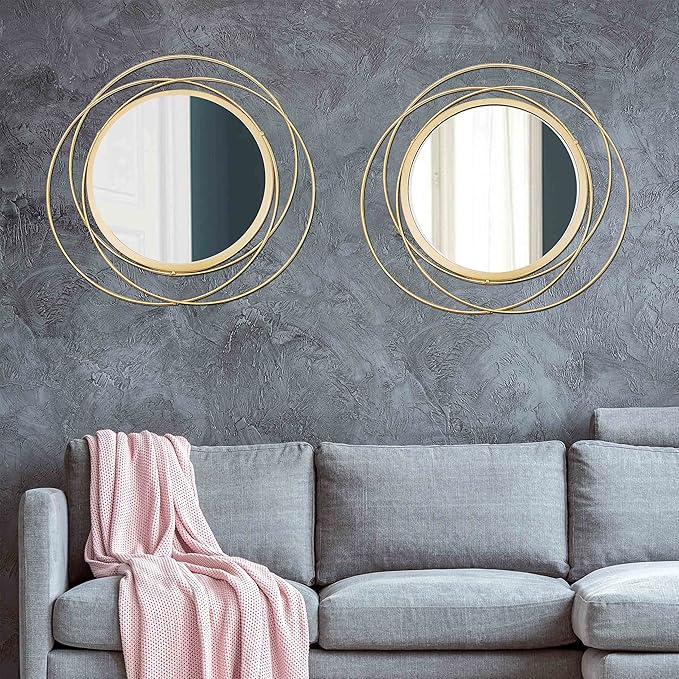 2 Set. Circle Mirrors for Wall Decor for Living Room Bedroom Bathroom Entryway - Image 3
