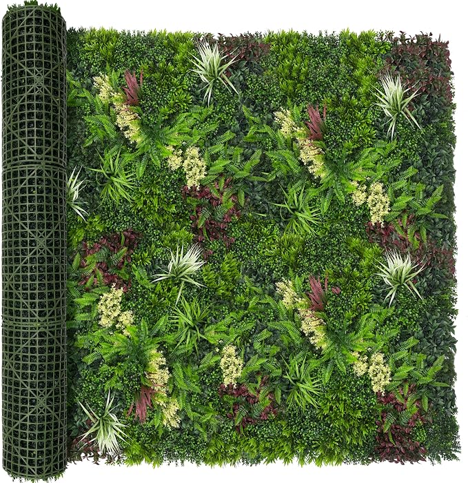 Artificial Ivy Wall Boxwood Roll: 60"x120" UV Resistant Green Leaves Faux by DOPGIB