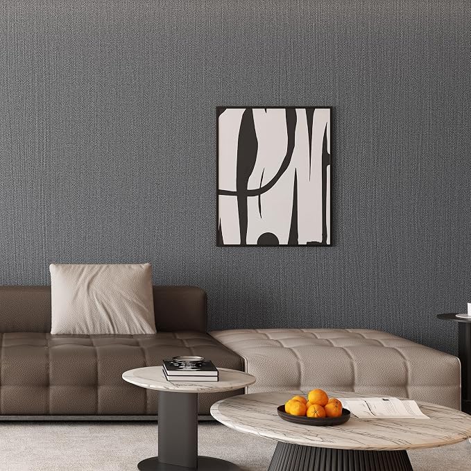 Haimin Fabric Wallpaper Textured Contact Paper Grey Peel and Stick Faux Linen - Image 5