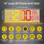 HAITANG 16.2" Large Digital Clock， 8 Colors Decorative Wood Wall Clock - Image 2