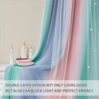 XiDi Pink Green Grey Kids Room Curtains, 1 Panel - Image 2
