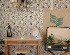 FLFK Beige Wallpaper Peel and Stick Antique Campfire Postmark Contact Paper - Image 3