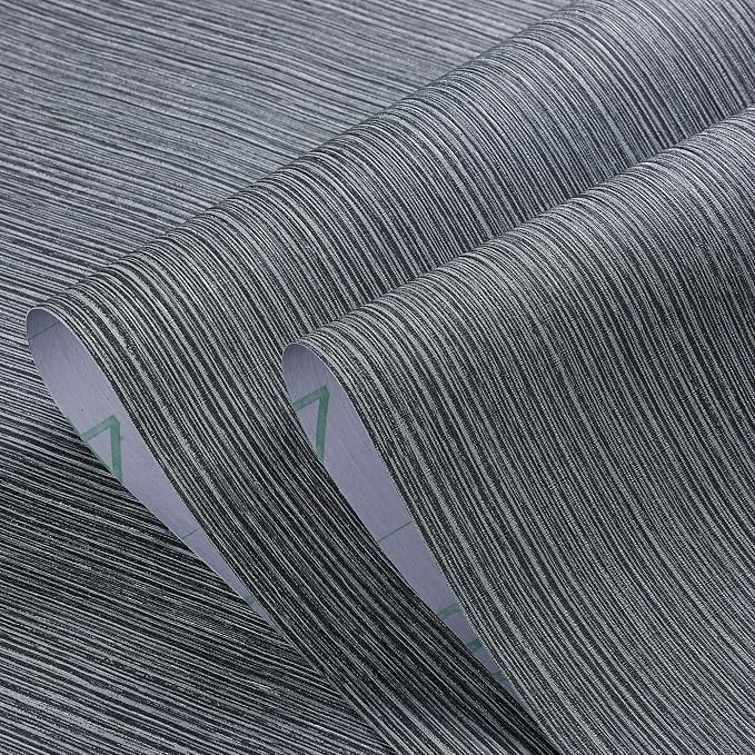 Haimin Grasscloth Wallpaper Textured 24in X 393in Fabric Contact Paper Gray - Image 8