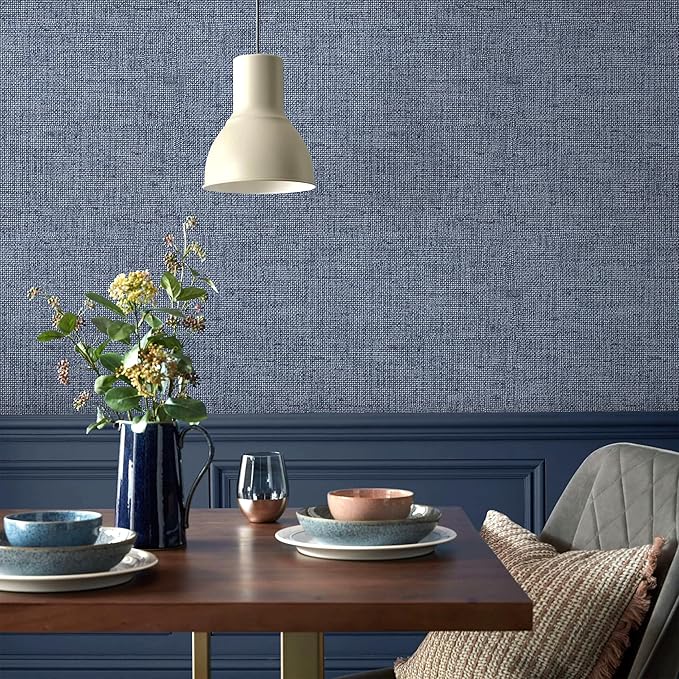 Grasscloth Peel and Stick Wallpaper Denim Blue Contact Paper 15.7inch x - Image 9