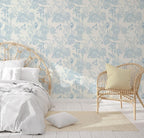 RollsRolla Toile Blue and White Peel and Stick Wallpaper Accent Wall French - Image 3