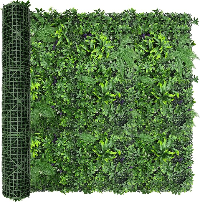 Artificial Green Boxwood Grass Wall Roll: 60"x128" UV Protected Ivy Privacy by DOPGIB